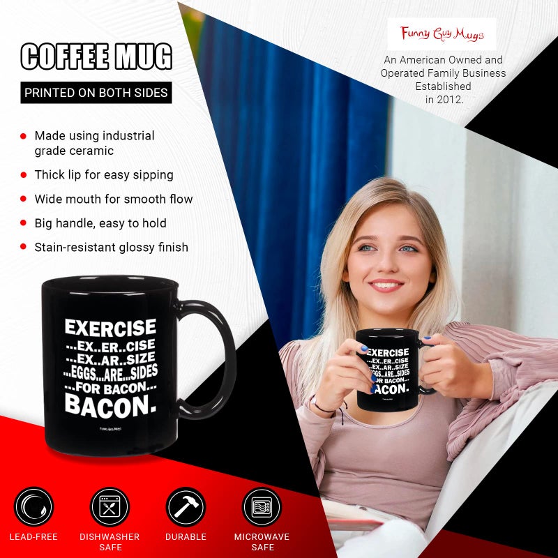 Funny Guy Mugs Eggs Are Sides For Bacon Ceramic Coffee Mug - 11oz - Ideal Funny Coffee Mug for Women and Men - Hilarious Novelty Coffee Cup with Witty Sayings - Image 2